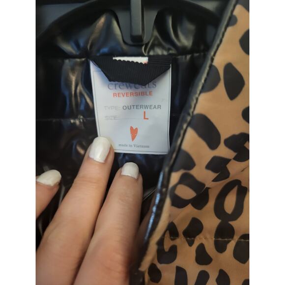 Crewcuts Girls Leopard Black Reversible Puffer Vest L - Picture 2 of 4